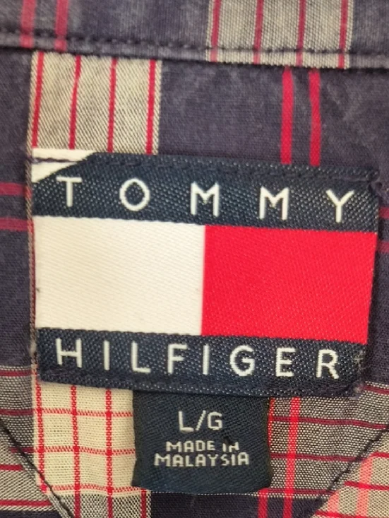 Vintage 90s / Y2K Tommy Hilfiger Plaid Short Sleeve Button Down Shirt - Large - Picture 5 of 10